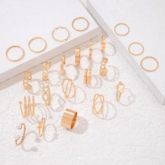 3/$35 Vintage Gold Plated Stackable Joint Knuckle Rings Set Pack Heart Pack - Picture 4 of 8